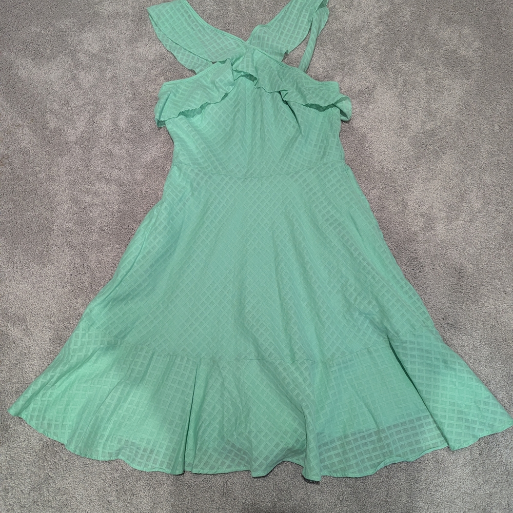 Banana Republic Ruffle Halter Mint Green Spring Summer Dress With Pockets
